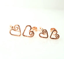 Load image into Gallery viewer, Mother Daughter Rose Gold Heart Studs Set. 2 Pairs 14k Rose Gold Heart Studs Set. Push Present
