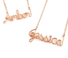 Load image into Gallery viewer, 14k Rose Gold Custom Personalized Name Necklace. 14k Rose Gold Filled Wire Name Necklace.
