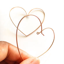 Load image into Gallery viewer, 14k Gold Heart Hoop Earrings. Large 2.5 inch Heart Hoops
