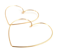 Load image into Gallery viewer, Heart Hoop Earrings. Large 2.5 inch Heart Hoops. 14k Gold Filled
