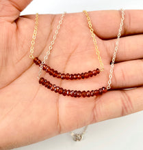 Load image into Gallery viewer, Garnet Necklace. Small Faceted Genuine Dark Red Garnet Sterling Silver Chain Pendant.
