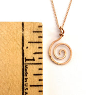 Load image into Gallery viewer, Rose Gold Spiral Pendant. 14k Solid Rose Gold spiral sun swirl necklace pendant. Real Rose Gold Circle Necklace.
