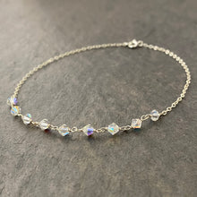 Load image into Gallery viewer, Crystal Anklet. Sterling Silver Clear Crystal Ankle Bracelet.
