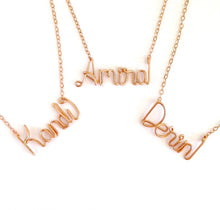 Load image into Gallery viewer, 14k Rose Gold Custom Personalized Name Necklace. 14k Rose Gold Filled Wire Name Necklace.
