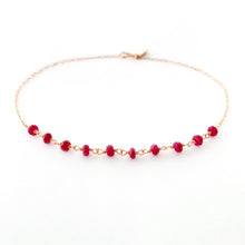 Load image into Gallery viewer, Genuine Ruby Anklet. 14k Rose Gold Filled Red Ruby Gemstone Ankle Bracelet.
