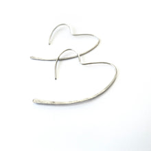 Load image into Gallery viewer, Silver Heart Hoops. Sterling Silver heart hoop earrings
