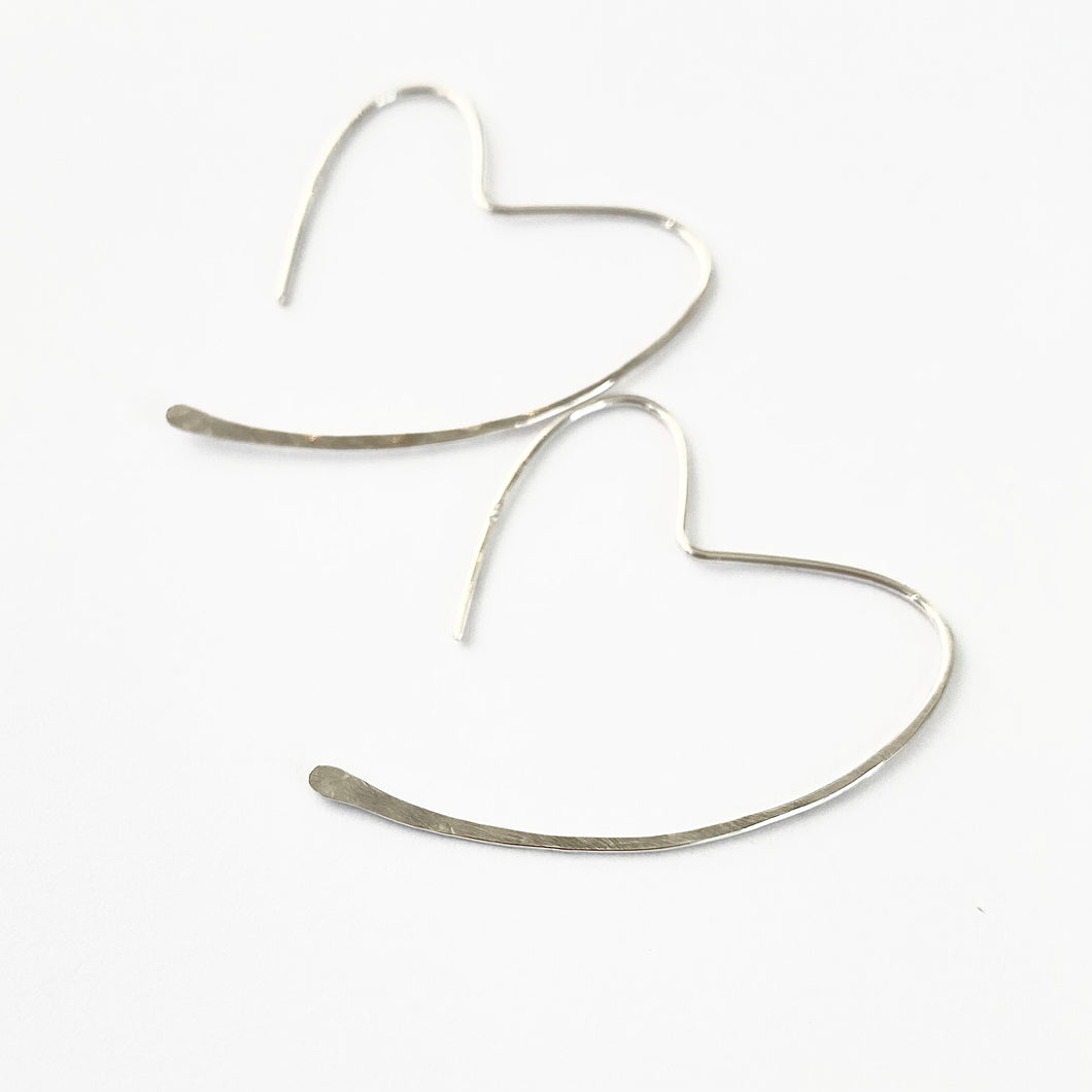 Silver Heart Hoops. Sterling Silver heart hoop earrings
