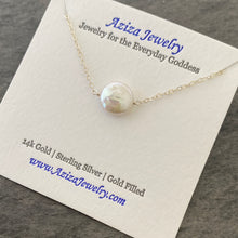 Load image into Gallery viewer, Coin Pearl Necklace. Off White Freshwater Pearl
