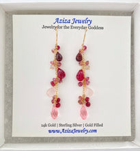 Load image into Gallery viewer, Ruby, Garnet, Rose Quartz and Pink Crystal Gemstone Earrings. Sterling Silver
