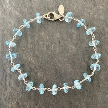 Load image into Gallery viewer, Blue Topaz Gemstone Bracelet. Genuine Gemstone Sterling Silver Bracelet

