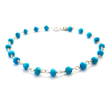 Load image into Gallery viewer, Turquoise Gemstone Bracelet. Genuine Blue Turquoise Gemstone Sterling Silver Bracelet
