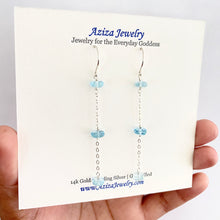Load image into Gallery viewer, Long Blue Topaz Earrings. Gemstone earrings with chain.
