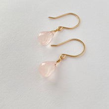 Load image into Gallery viewer, Rose Quartz Earrings. Small Cute Faceted Pink Drop Earrings.
