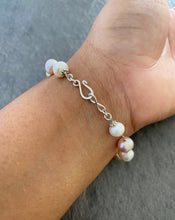 Load image into Gallery viewer, Off White Pearl Bracelet. Genuine Freshwater Pearl Sterling Silver Bracelet.
