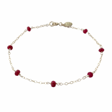 Load image into Gallery viewer, Red Ruby Gemstone Chain Bracelet. Delicate faceted genuine gemstone sterling silver bracelet
