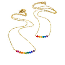 Load image into Gallery viewer, Mother Daughter Rainbow Crystal Necklaces. Mommy and Me Matching Gift Set.
