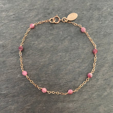 Load image into Gallery viewer, Pink Tourmaline Bracelet. 14k Rose Gold Filled and Gemstones Bracelet.
