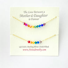 Load image into Gallery viewer, Mother Daughter Rainbow Crystal Necklaces. Mommy and Me Matching Gift Set.
