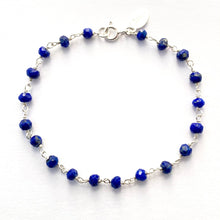 Load image into Gallery viewer, Lapis Lazuli Bracelet. Genuine Dark Cobalt Blue Gemstone Sterling Silver Bracelet
