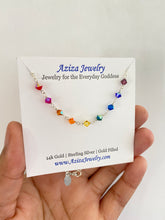 Load image into Gallery viewer, Rainbow Anklet. Crystal Genuine Sterling Silver Ankle Bracelet.
