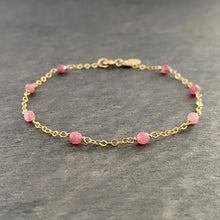 Load image into Gallery viewer, Pink Tourmaline Bracelet. 14k Gold Filled and Genuine Gemstone Bracelet.

