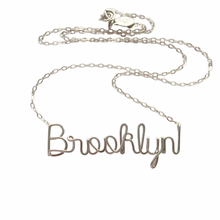 Load image into Gallery viewer, Brooklyn Sterling Silver Necklace. Sterling Silver Urban Chic NYC Necklace. Sterling Silver Name Necklace
