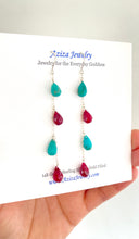 Load image into Gallery viewer, Ruby Turquoise Earrings. Real Red Ruby Gemstone Earrings. Sterling Silver or Gold Filled Earrings.
