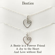Load image into Gallery viewer, Besties Necklace Set. Heart Necklaces. Sterling Silver
