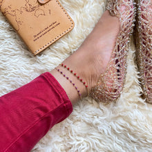 Load image into Gallery viewer, Genuine Ruby Anklet. 14k Rose Gold Filled Red Ruby Gemstone Ankle Bracelet.
