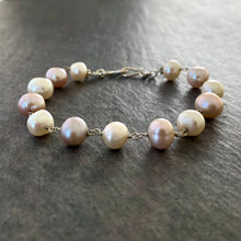 Load image into Gallery viewer, Off White Pearl Bracelet. Genuine Freshwater Pearl Sterling Silver Bracelet.
