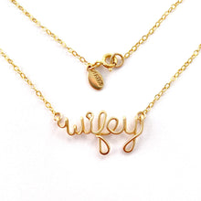 Load image into Gallery viewer, Wifey Necklace. Personalized 14k Gold wifey Necklace. Script Wire Name Necklace. Valentines Day Gift
