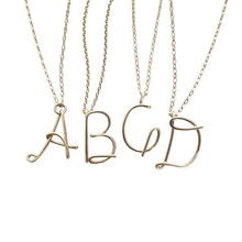 Load image into Gallery viewer, Silver Initial Necklace. Custom Initial Script Letter Pendant.

