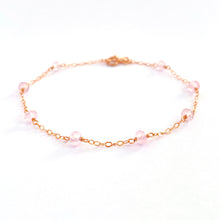 Load image into Gallery viewer, Rose Quartz Rose Gold Bracelet. Genuine Gemstone 14k Rose Gold Filled Bracelet.
