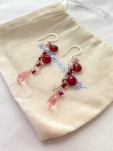 Load image into Gallery viewer, Ruby, Garnet and Pink Crystal Gemstone Earrings. Sterling Silver
