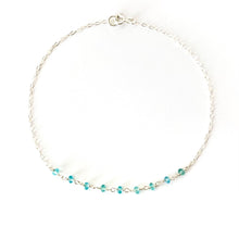 Load image into Gallery viewer, Aquamarine Anklet. Sterling Silver Genuine Blue Gemstones Ankle Bracelet.
