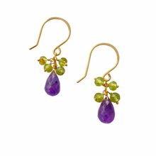 Load image into Gallery viewer, Amethyst and Peridot Earrings. 14k Gold Filled Earrings.
