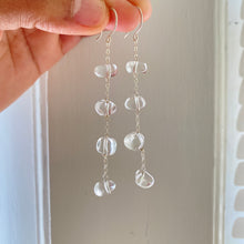 Load image into Gallery viewer, Clear crystal quartz earrings. Sterling silver dangle genuine gemstone earrings.
