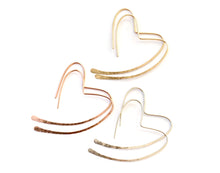 Load image into Gallery viewer, Silver Heart Hoops. Sterling Silver heart hoop earrings
