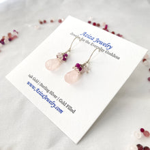 Load image into Gallery viewer, Rose Quartz and Ruby Gemstone Earrings
