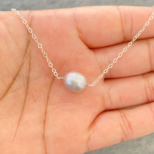 Load image into Gallery viewer, Oval Grey Pearl Necklace. Genuine Freshwater Pearl
