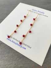 Load image into Gallery viewer, Ruby Chain Earrings. Real Red Ruby Gemstone Earrings. Sterling Silver or Gold Filled Earrings.
