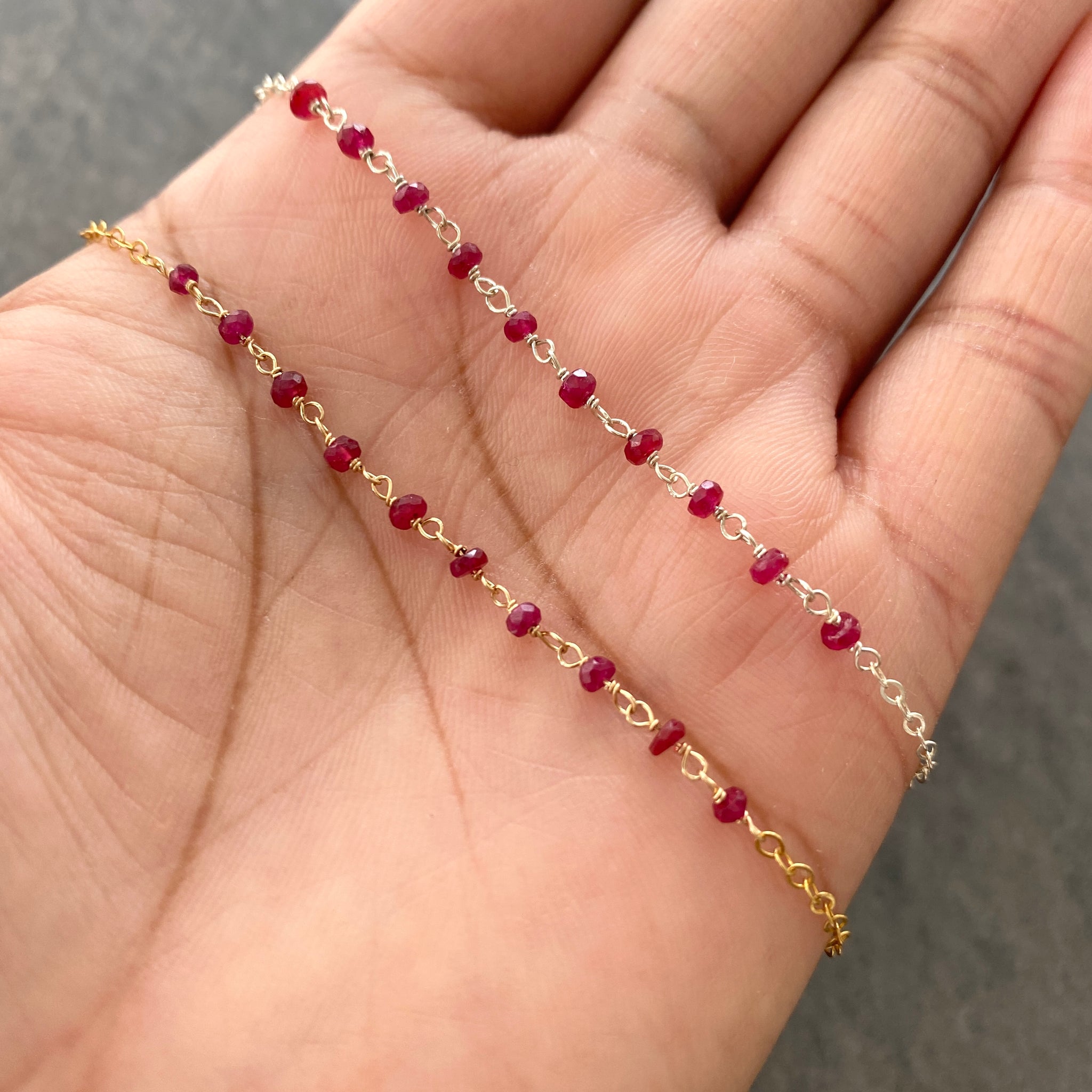 Rubans Rhodium Plated Ruby Red Doublet & Zirconia Statement Bracelet