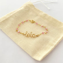 Load image into Gallery viewer, Child Name Bracelet. Lowercase Custom Crystal Bracelet. Aziza Jewelry
