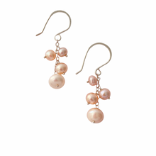 Load image into Gallery viewer, Off White Dangle Chandelier Pearl Earrings. Off Round- Textured Earrings. AzizaJewelry

