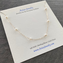 Load image into Gallery viewer, Pearl Necklace. Sterling Silver Off-white Freshwater Pearl Chain Necklace. AzizaJewelry
