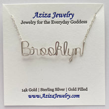 Load image into Gallery viewer, Brooklyn Sterling Silver Necklace. Sterling Silver Urban Chic NYC Necklace. Sterling Silver Name Necklace

