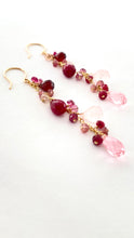 Load image into Gallery viewer, Ruby, Garnet, Rose Quartz and Pink Crystal Gemstone Earrings. Sterling Silver
