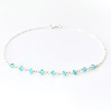 Load image into Gallery viewer, Aquamarine Anklet. Sterling Silver Genuine Blue Gemstones Ankle Bracelet.
