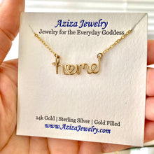 Load image into Gallery viewer, Home Necklace. Personalized 14k Gold home Necklace. Script Wire Name Necklace. Valentines Day Gift
