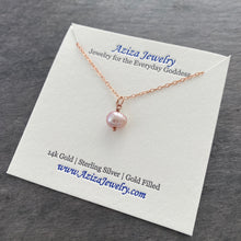 Load image into Gallery viewer, Pearl Necklace. Pink Freshwater Pearl Chain Necklace. AzizaJewelry
